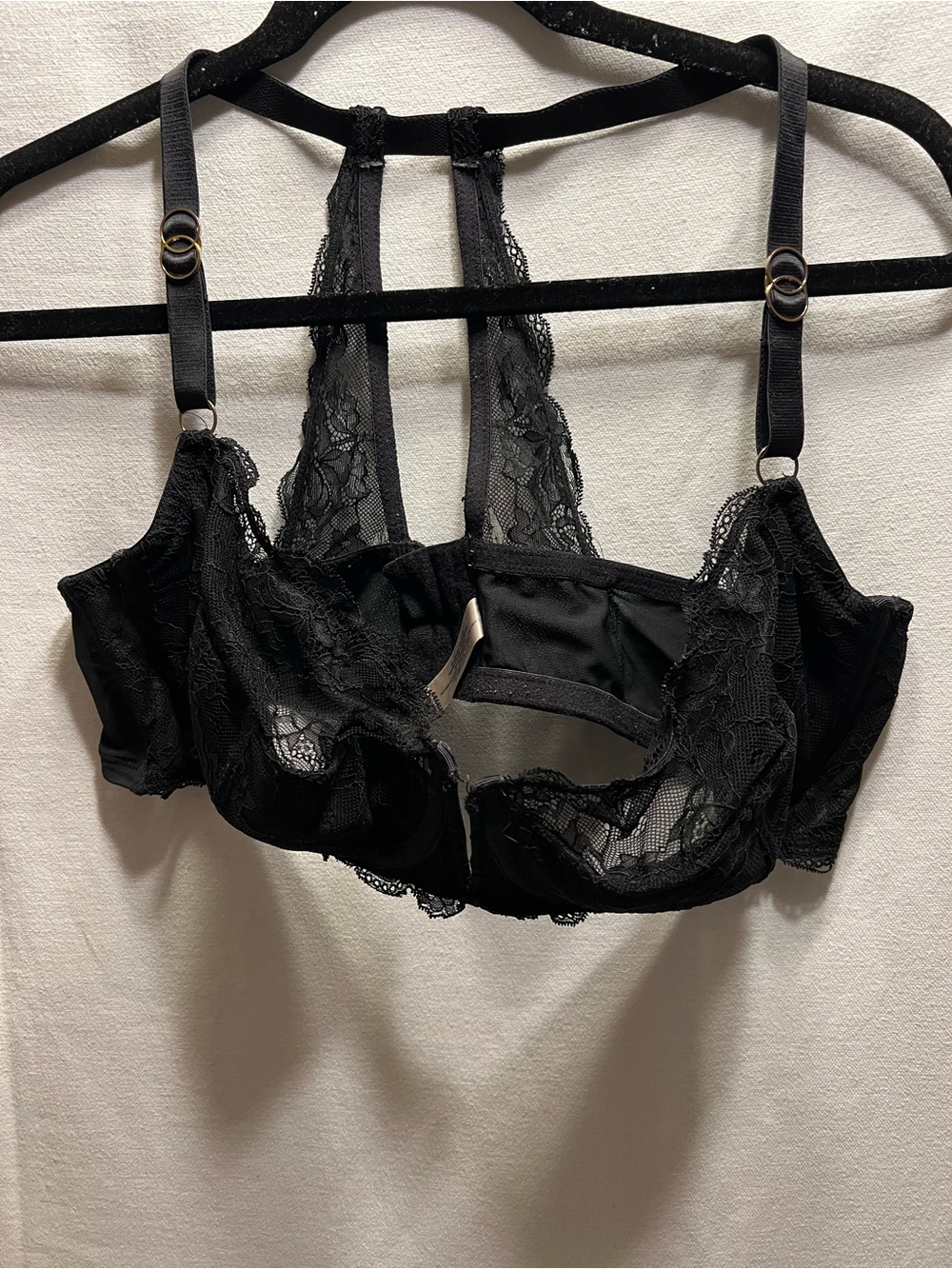Cacique Black Lace Underwire Bra with Racerback Detail